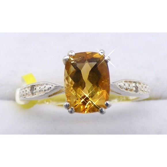 Chuck Clemency Yellow Citrine Gemstone Ring Solitaire Sterling Silver 925 Size 7 - Picture 13 of 16